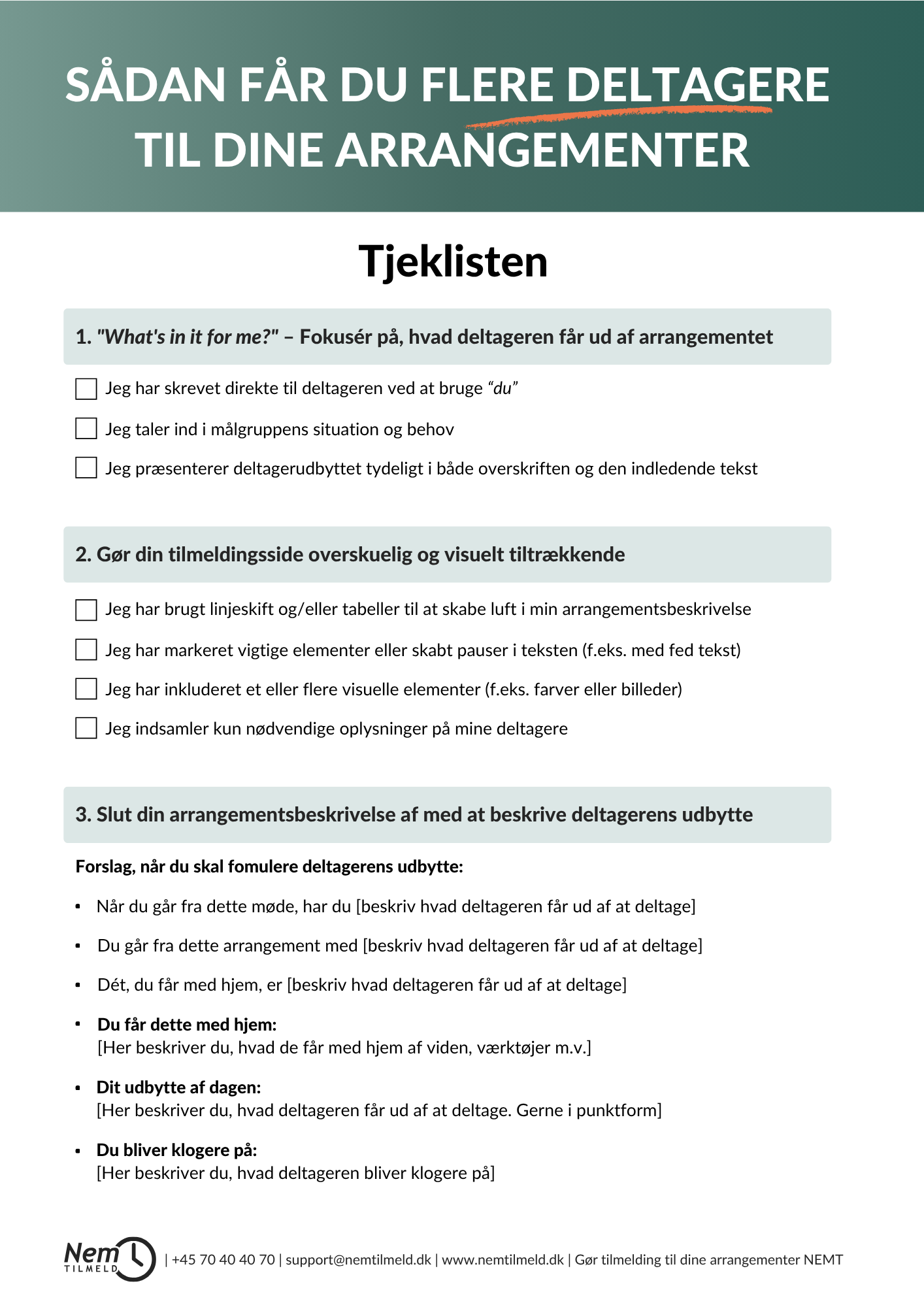 Tjekliste - Sådan får du flere deltagere til dine arrangementer